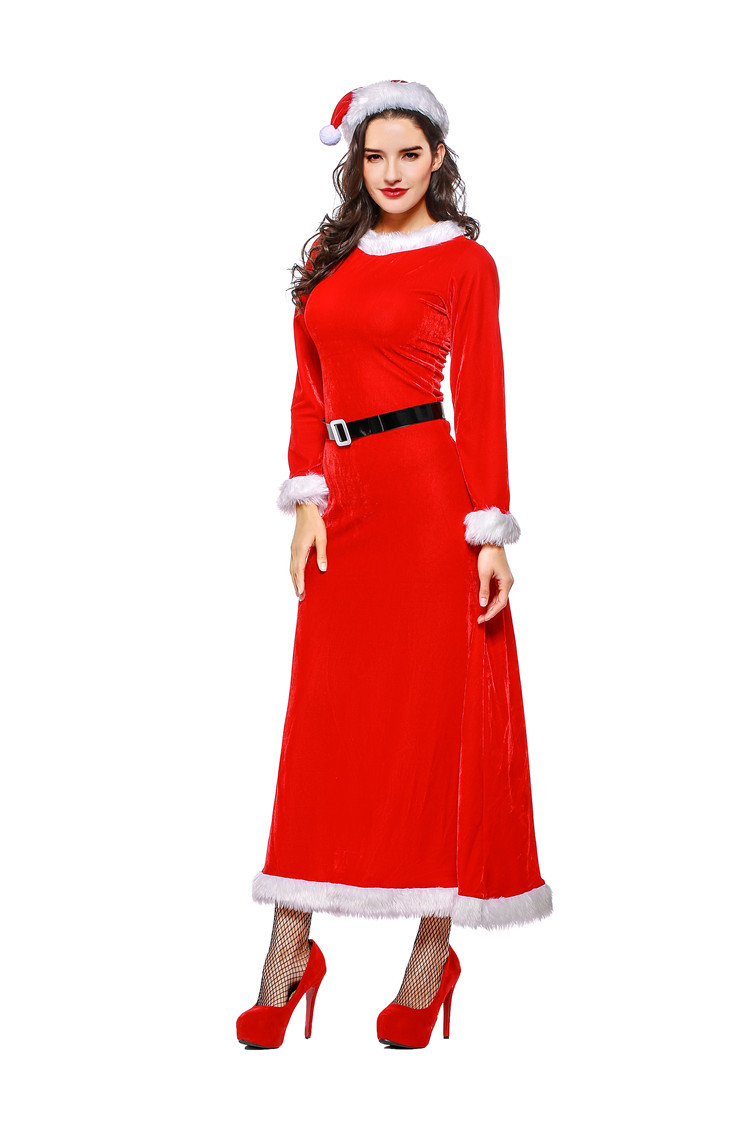 Dense Velvet Elastic Christmas Dress Costume display picture 7