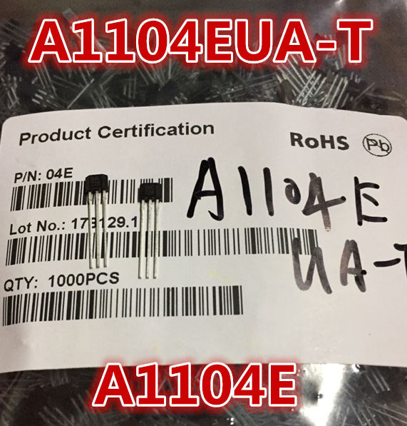 霍尔传感器A04E 04E A1104EUA-T TO-92S 单极磁控霍尔开关元件