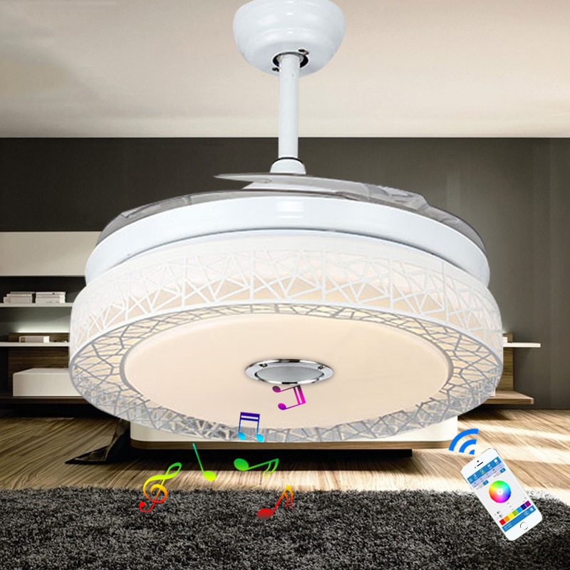 invisible Ceiling fan lamp bedroom a living room Restaurant Electric fan Modern simplicity Bluetooth stereo electric fan a chandelier