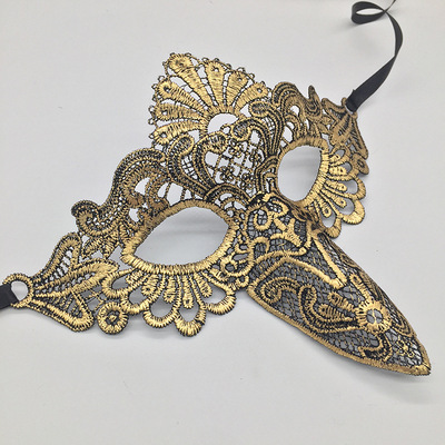 新品尖鼻火鳥蕾絲面具定型镂空情趣面具 歐美風誇張半臉鳥嘴面具