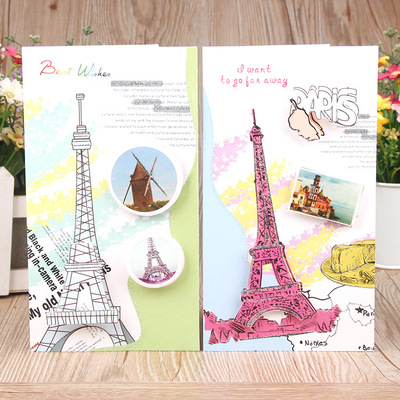 HK-FA32世界地标建筑立体学生贺卡、祝福留言卡对折节日贺卡