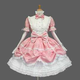 日系lolita洋装宫廷复古蕾丝哥特式coslpay礼服蓬蓬接袖连衣裙