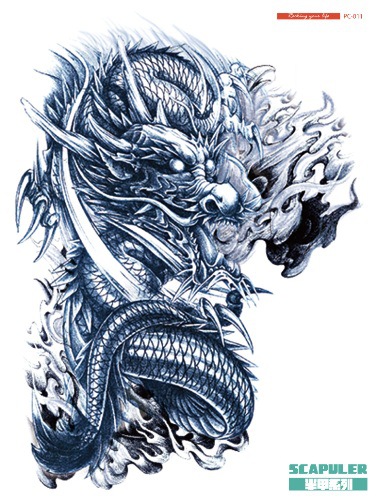 Ruika dragón tatuaje pegatinas impermeable hombres y mujeres sobre el hombro dragón pecho fresco de larga duración tatuaje pegatinas tatuaje