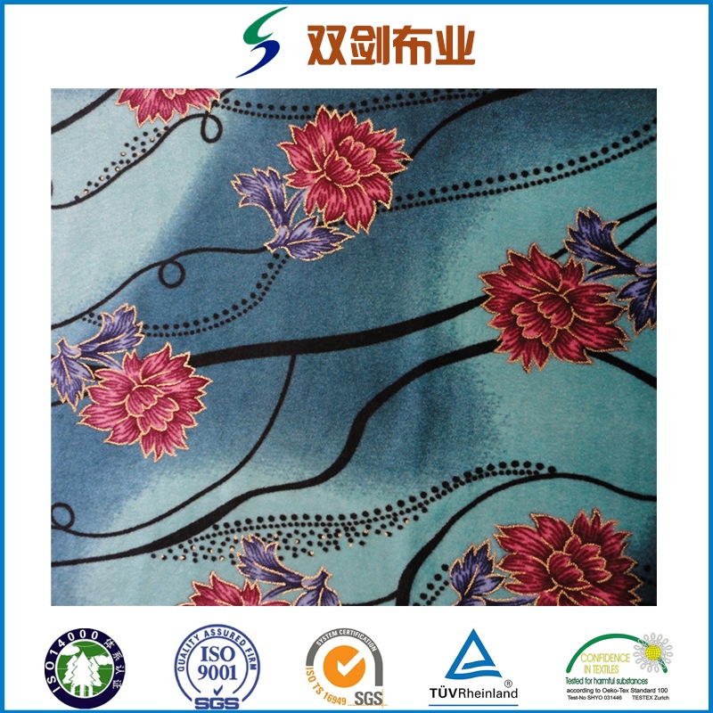 经编韩国绒KS不倒绒经编四面弹染色印花烫金服装面料