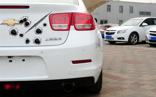 Modified car decorative stickers to cover scratches, creative personalized text, waterproof pull-up body stickers, bullet hole car stickers