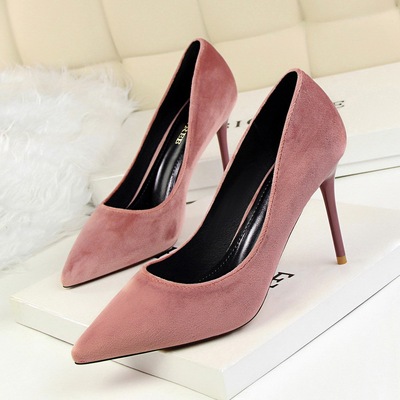 633-1 han edition style sweet and delicate fine elegant high heels for women's shoes with high heels suede shallow mouth