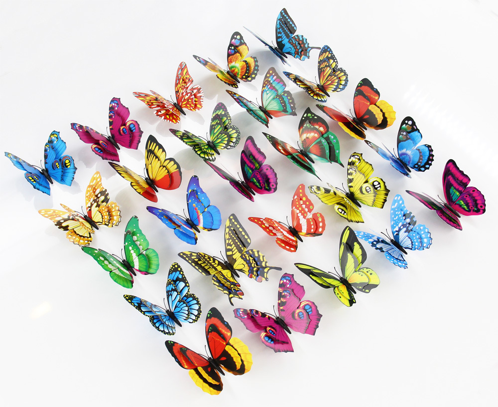 多尺寸磁性冰箱貼雙面膠粘3D仿真蝴蝶 贈送品蝴蝶,款式隨機發
