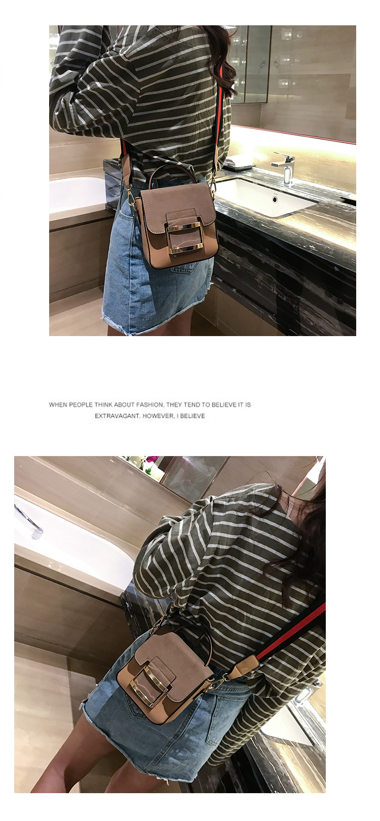 Korean version PUfashion bag (Pink)NHPB0141-Pink