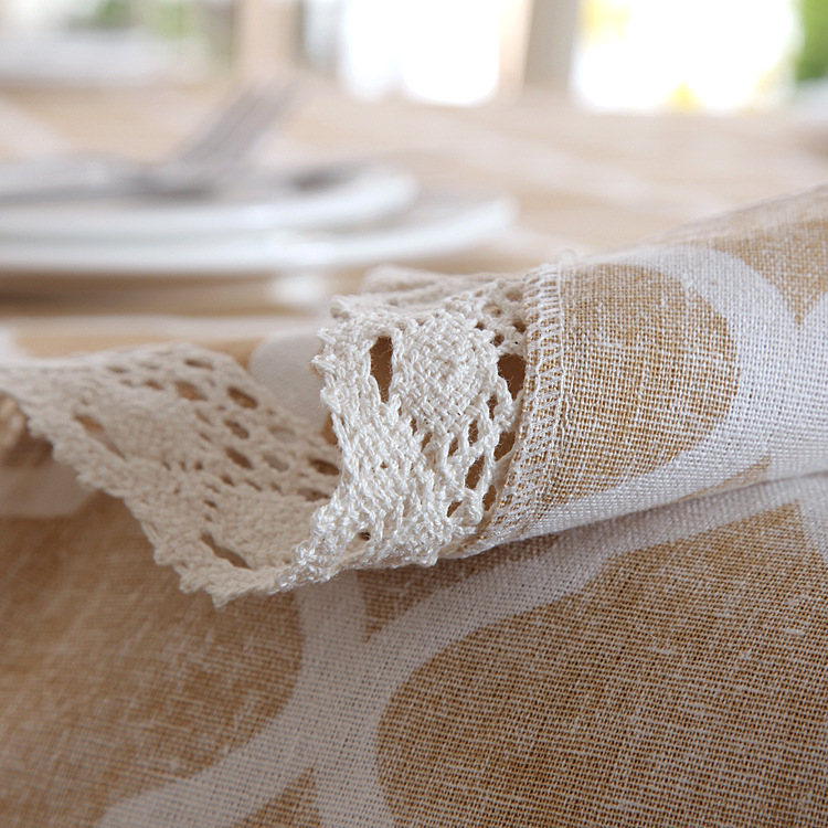 Polyester-cotton Modern Simple Geometric Diamond Pattern With Lace Edges, Yellow Coffee Table Dining Tablecloth,_voghion.com