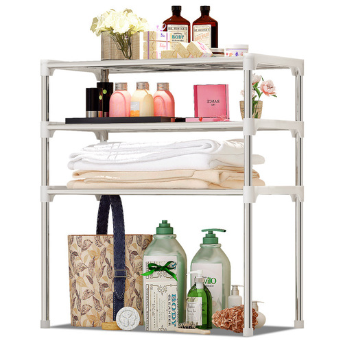 Solno Home Large Practical Floor-standing Iron Kitchen and Bathroom Shelf Partition Storage Rack 3 Shelves