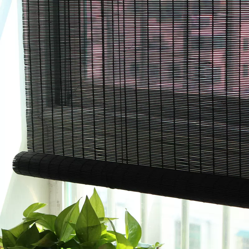 竹帘竹窗帘竹卷帘面料半成品安吉黑色细竹丝编织竹帘竹编原材料
