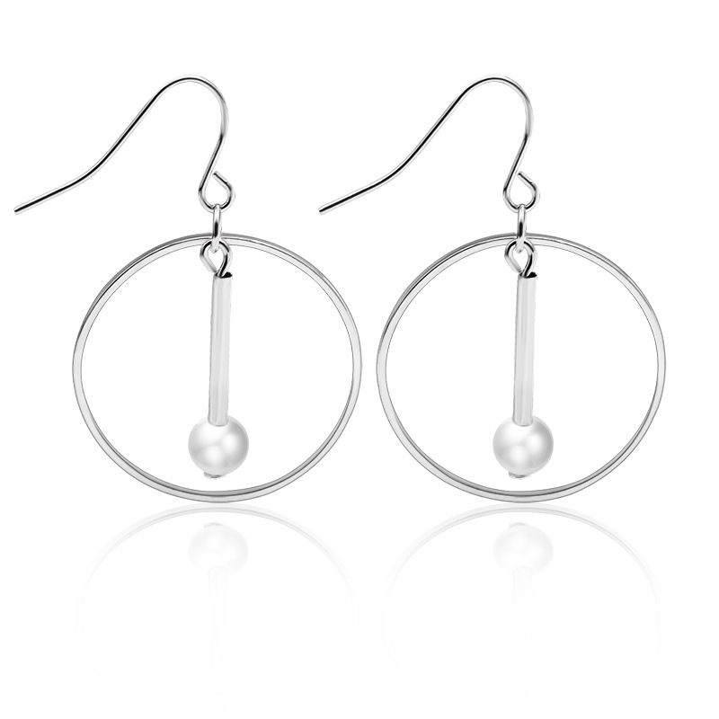 Fashion Cylindrical Pearl Earrings Circle Earrings Earrings Gold And Silver Hollow Geometric Circle Earrings display picture 1