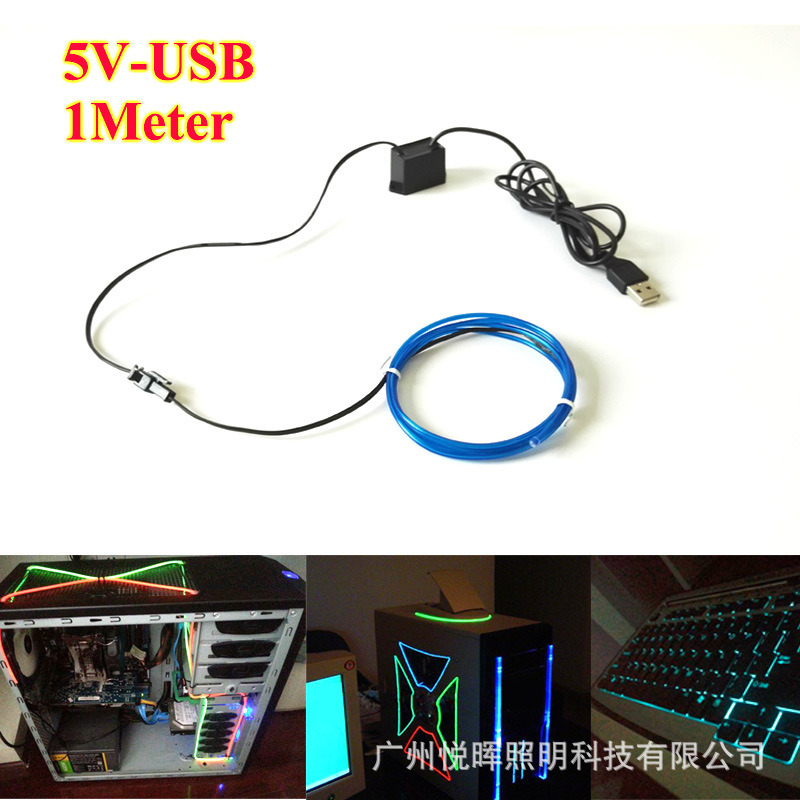 La luz fría ligera luminosa del EL de Φ 2,3mm el 1 m de la fuente del comercio exterior con memoria USB