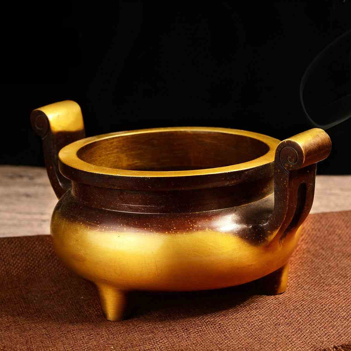 鑫禄圣铜器批发定做 纯铜大号二龙香炉 黄铜大香炉 圆形 仿古香炉-阿里巴巴