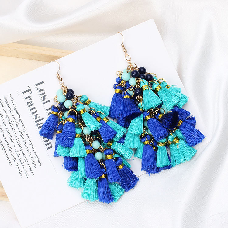 Fashion Exaggerated Multi-layer Tassel Earrings Wholesale display picture 5