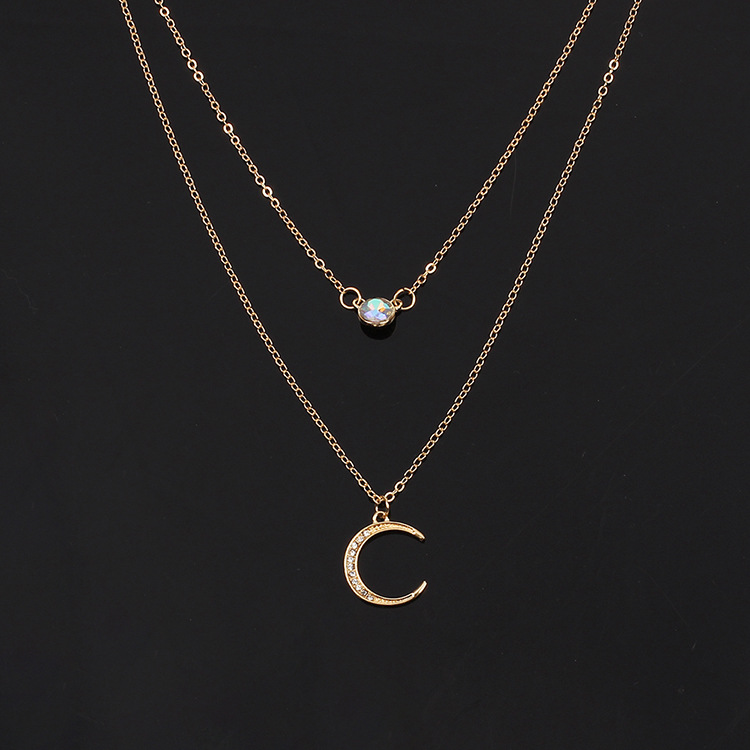 9g Weight Necklace Classification Women'S Gender Gold, Silver Color Hot-selling  Moon Pendant Multilayer Necklace Wholesale 7