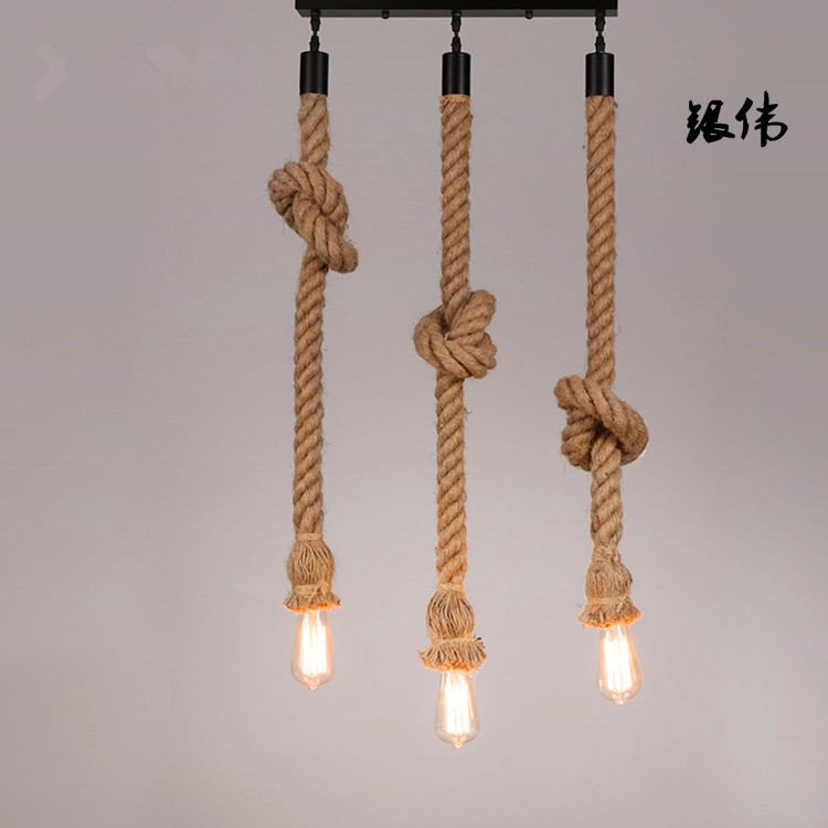 【厂家直销】 麻绳吊灯 创意复古装饰麻绳单头吊灯