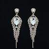 Long big earrings, glossy crystal, accessory, European style, wedding accessories