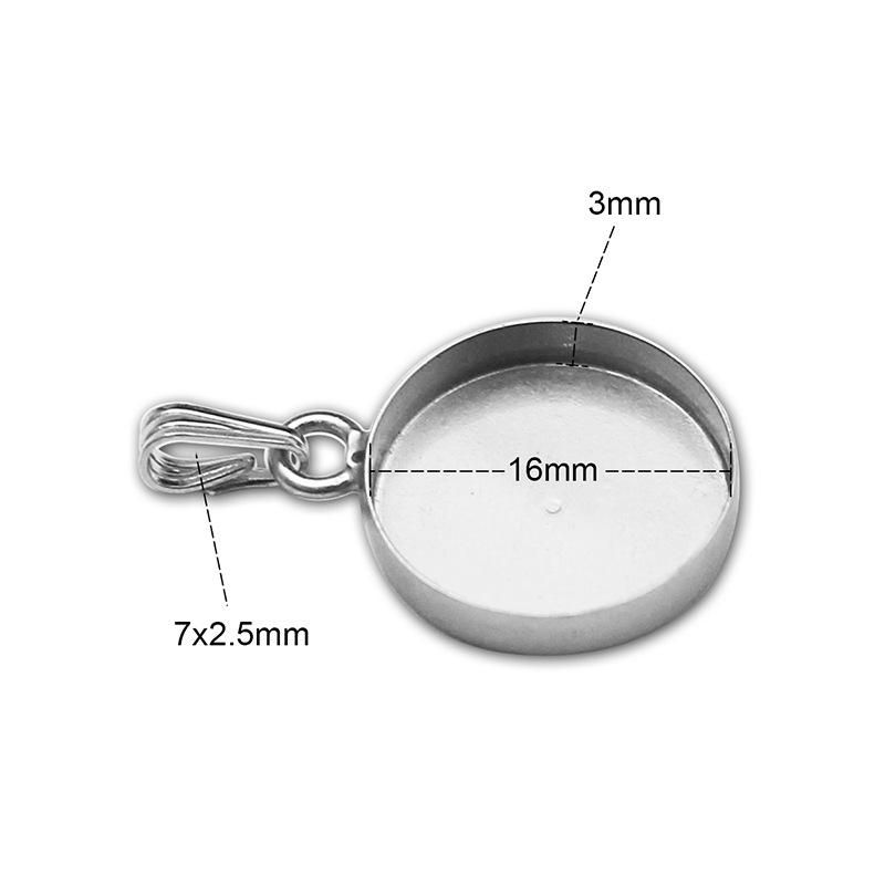 1 Piece Quantity 1 Piece 16mm 925 Sterling Silver Round Pendant Base Support