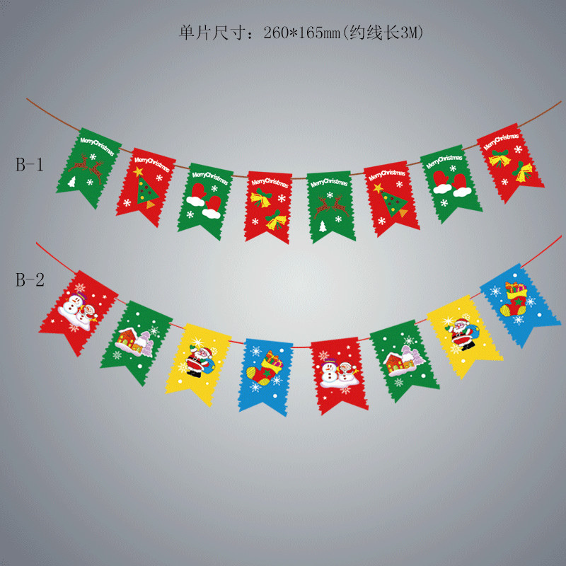Decoraciones navideñas Bandera de tirón de Navidad Bandera de ocho lados bandera colgante papel de dibujos animados suministros de empavesado de Navidad