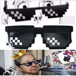 个性装B马赛克像素太阳眼镜 打码方框墨镜时尚男女通用款现货