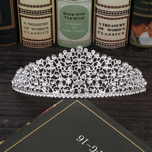 Crown Bride Headpiece New Version Water Diamond Round Crown High-end Wedding Dress Matching Wedding Accessories Performance Korean Style Grand Crown