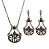 Retro pendant, necklace and earrings, set