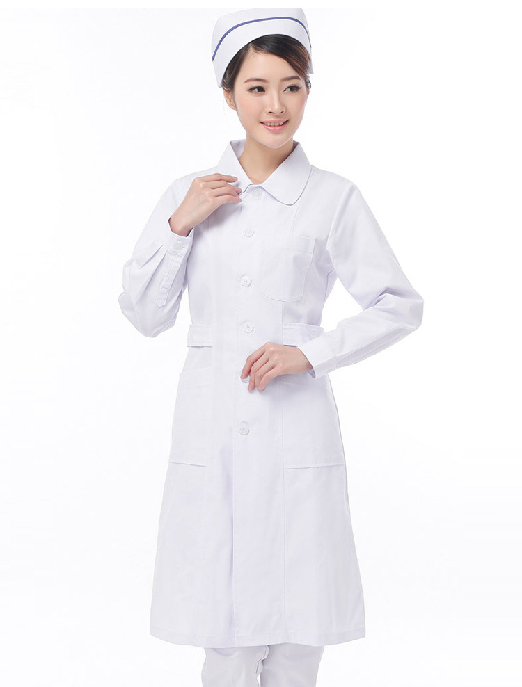 定 制冬装长袖医用护士服 娃娃领医护专用面料纯色护士服分体套装-阿里巴巴
