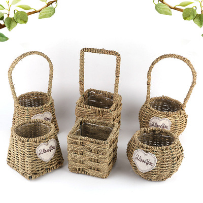 创意编织柳编花篮 草编藤编插花花篮 花盆花篮批发多肉植物花盆