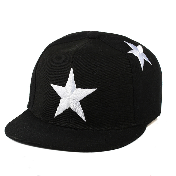 帮手SKU图-韩版新款儿童刺绣五角星平沿嘻哈帽棒球帽遮阳帽子