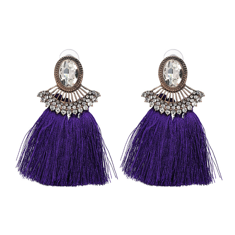 Women Studs Tassel Inlaid Glass Diamond High-end Personality Popular Earrings display picture 4