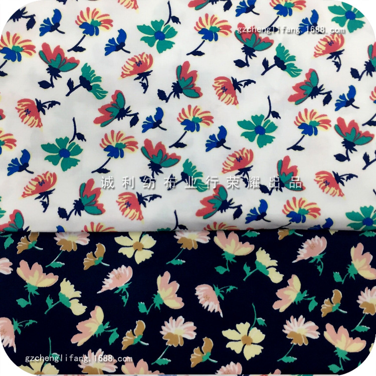 全棉平纹弹力印花 抽象菊花 男女装衬衫印花面料 活性裙子印花布