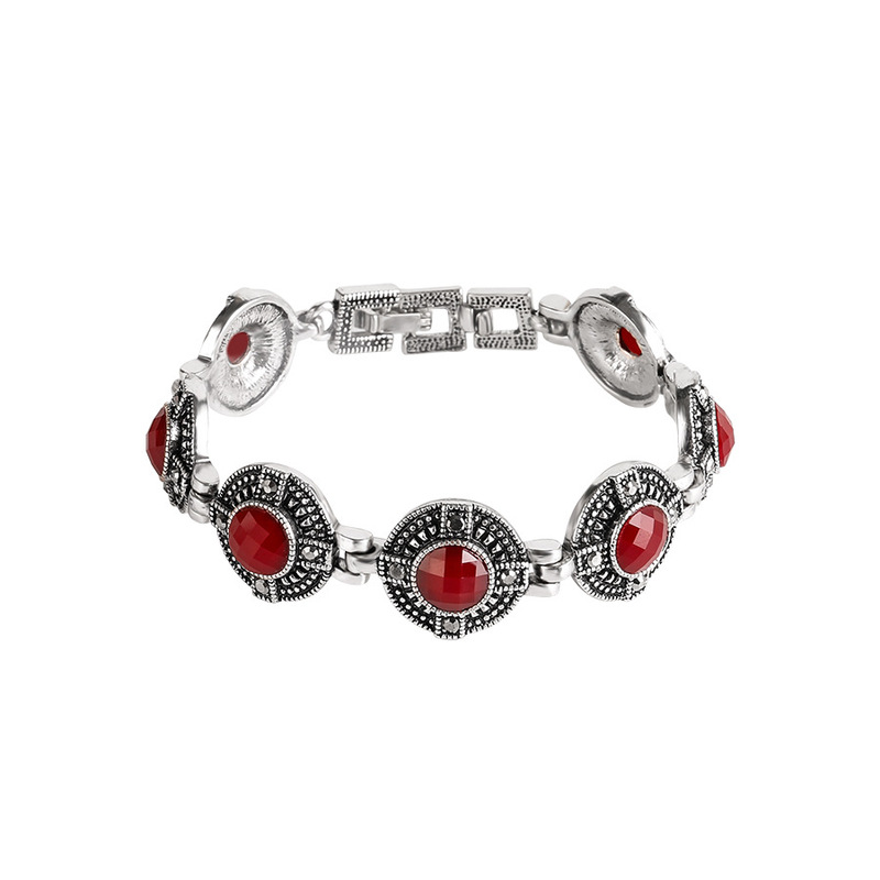 European classical elegant ruby silver plated diamond art carving ladies Bracelet Source factory spot wholesale price