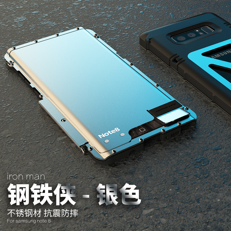 Armor King Iron Man Luxury Shockproof Stainless Steel Aluminum Metal Flip Case Cover for Samsung Galaxy Note 8