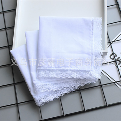 手工制作 涂鸦 纯棉手帕 纯白手帕 小手帕 DIY 花边手帕|ms