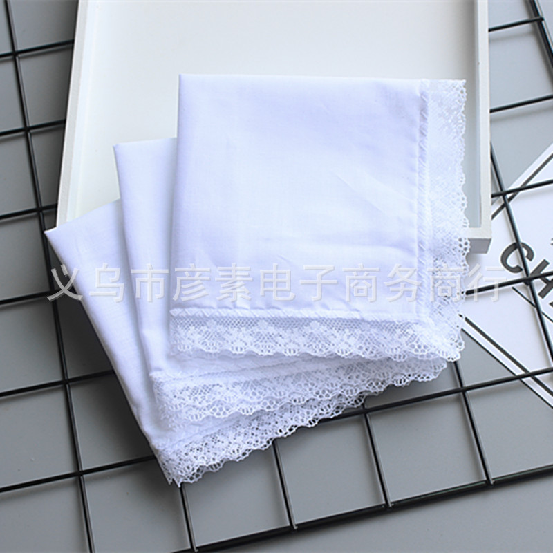 手工制作 涂鸦 纯棉手帕 纯白手帕 小手帕 DIY 花边手帕|ms