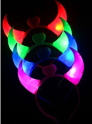 发光牛角头箍牛角灯闪光发箍蝴蝶结发夹玩具鹿角头饰0.072|ms