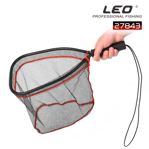 27843 LEO/LEO [Black and Red Aluminum Alloy Fly Fishing Net] Small Portable Lure Hand Net Fishing Gear