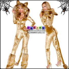 万圣节 Halloween恶魔装cosplay吸血鬼 毛毛动物服装老虎狮子狐狸