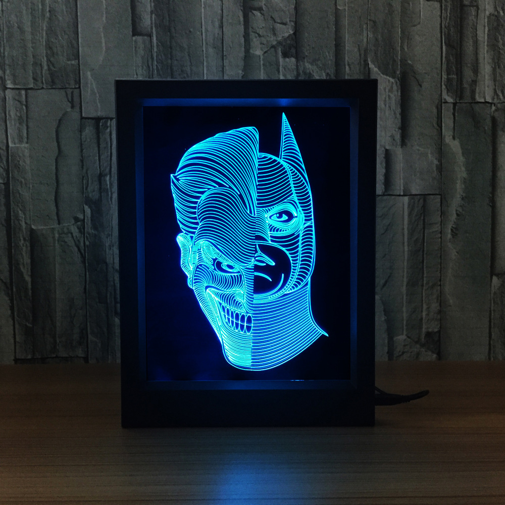 3d相框灯 创意相框灯 led相框灯惩罚面具骷髅头