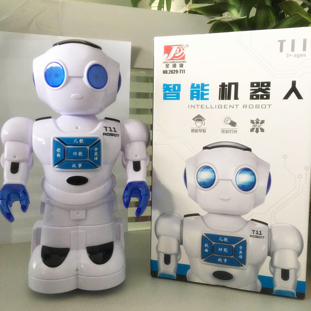 儿童多功能智能机器人卡通早教故事机T11万向走路模型玩具