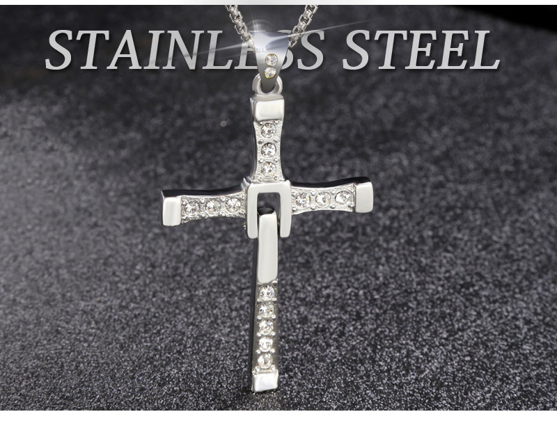 304 Stainless Steel 18K Gold Plated Fashion Diamond Cross Zircon display picture 1