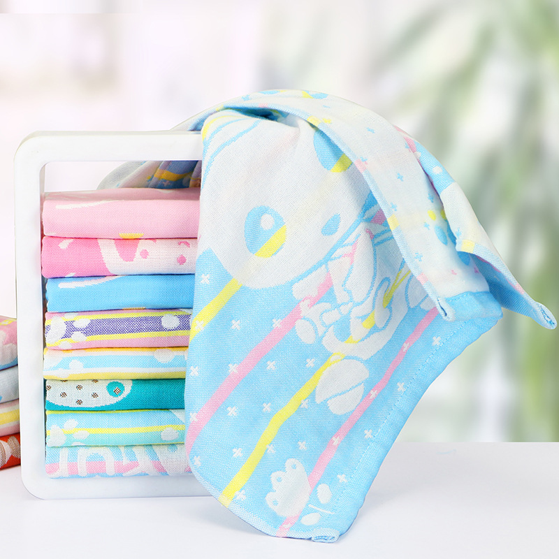 三层纱布加厚款 提花兔子童巾 纱布毛巾儿童毛巾|ms