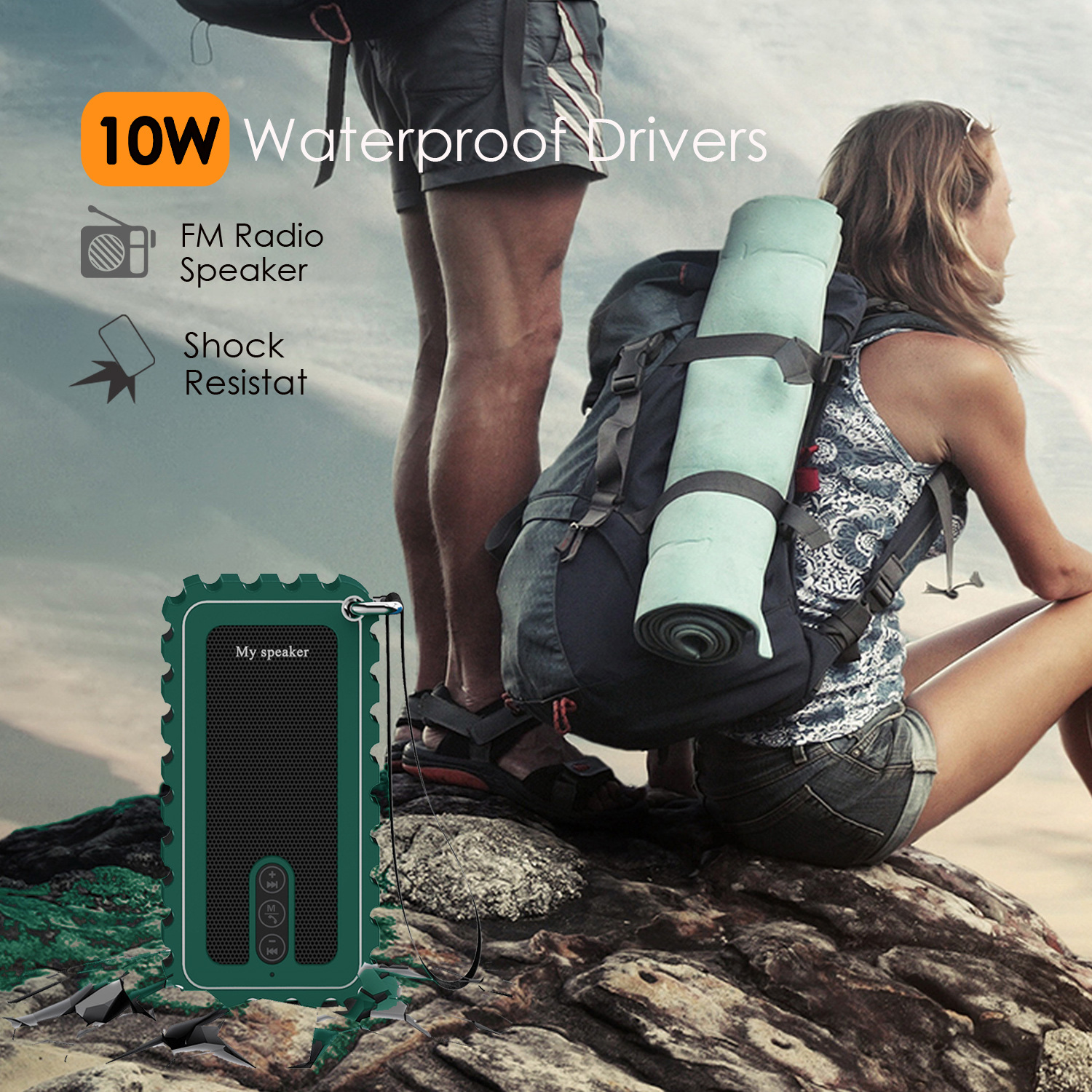 IP67户外防水蓝牙音响 15米防摔防震音箱 防水防尘音箱 带收音机