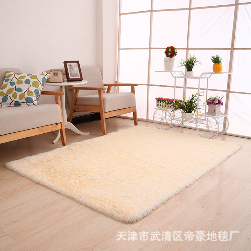 Alfombra de Pelo Largo de Seda Sintética para Sala de Estar, Dormitorio, Junto a la Cama, Resistente a las Manchas y Fácil de Cuidar, Alfombra de Dormitorio