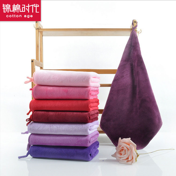 Multi-color optional towel thickened towel absorbent cleaning microfiber square embroidery Hotel free gift small square towel