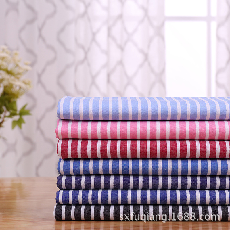 厂家供应  全棉40S条纹衬衫布 男女童装条子面料 工装校服面料