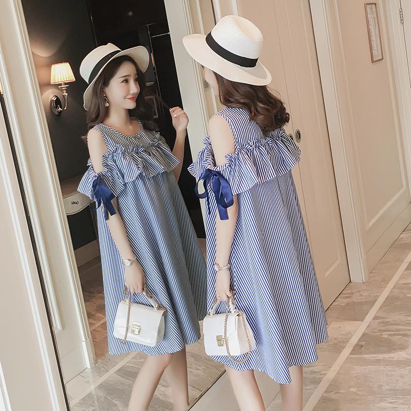 Maternity Clothes 2022 Summer Stripesd Breastfeeding Off-shoulder Butterfly Maternity Dress (can Be Worn by Prenatal and Postpartum) Maternity Clothes 2022 Summer Stripesd Breastfeeding Off-shoulder Butterfly Maternity Dress (can Be Worn by Prenatal and Postpartum)