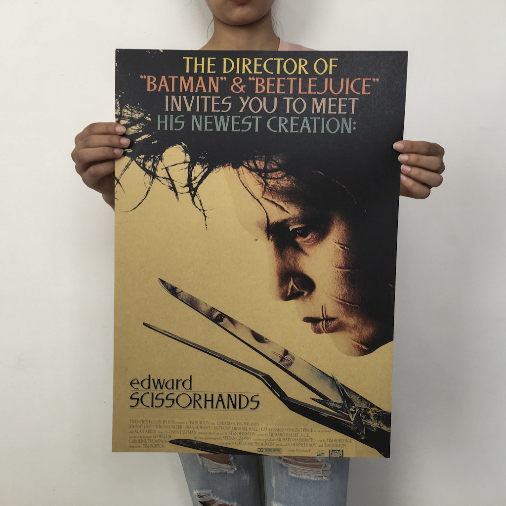 剪刀手愛德華經典愛情電影海報複古懷舊牛皮紙海報宿舍寢室裝飾畫