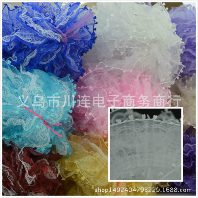 厂家现货直供桃心双层蕾丝花边床被 卡通 鲜花花束 窗帘装饰花边